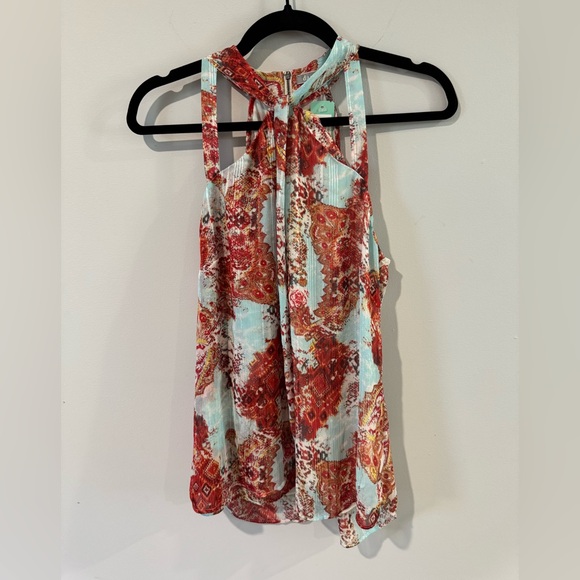 NWT Daniel Rainn Red and Blue Paisley Tank Top with Metallic detail size S - Picture 1 of 6